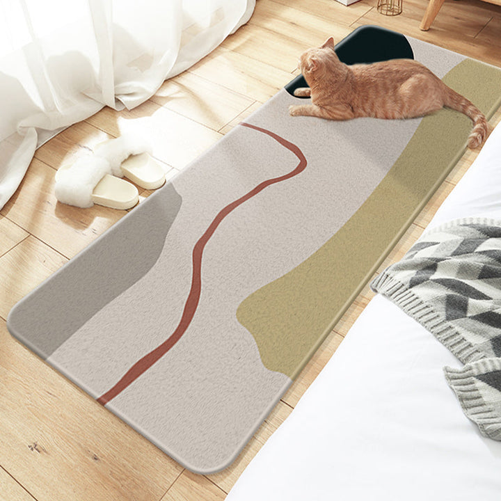 Lisslune | Unique Colorblock Striped Pattern Rug Multicolor Modern Carpet Polyester Washable Non-Slip Rug for Bedroom