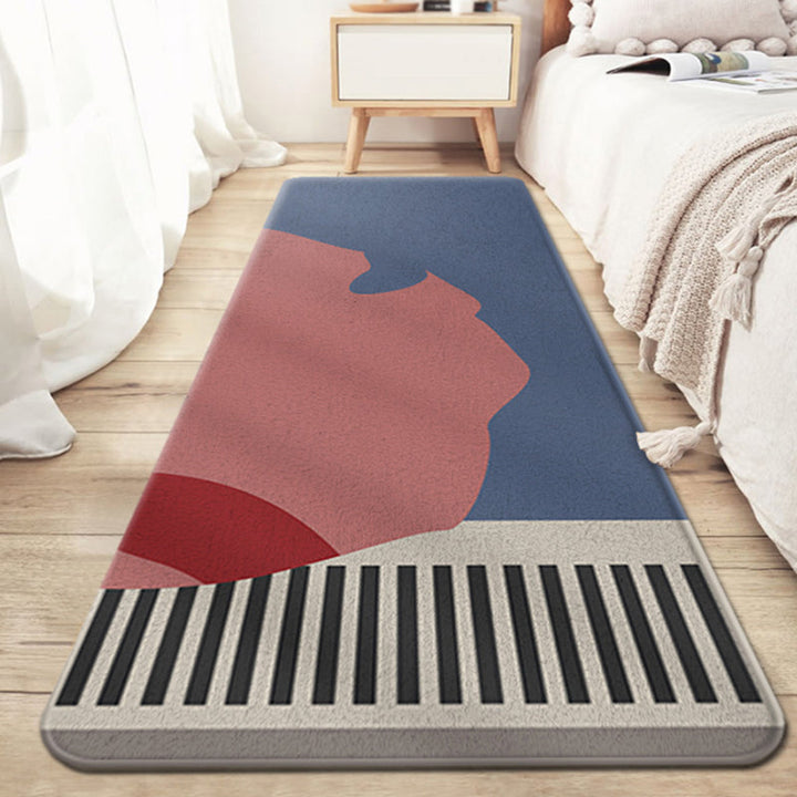 Lisslune | Unique Colorblock Striped Pattern Rug Multicolor Modern Carpet Polyester Washable Non-Slip Rug for Bedroom