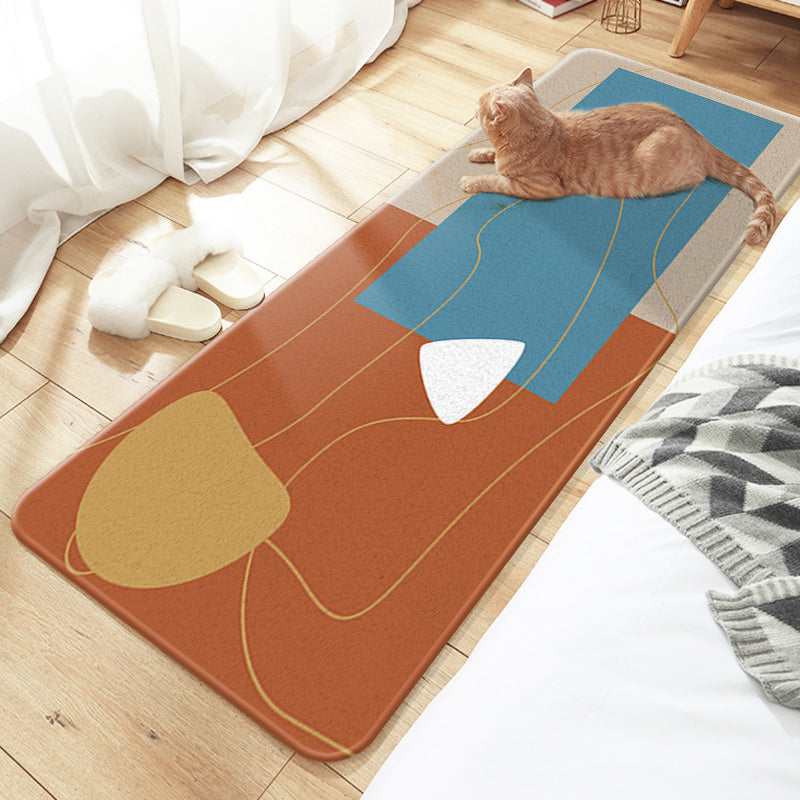 Lisslune | Casual Multi Colored Modernism Carpet Polyester Swirl Stripe Pattern Carpet Washable Pet Friendly Non-Slip Carpet for Bedroom