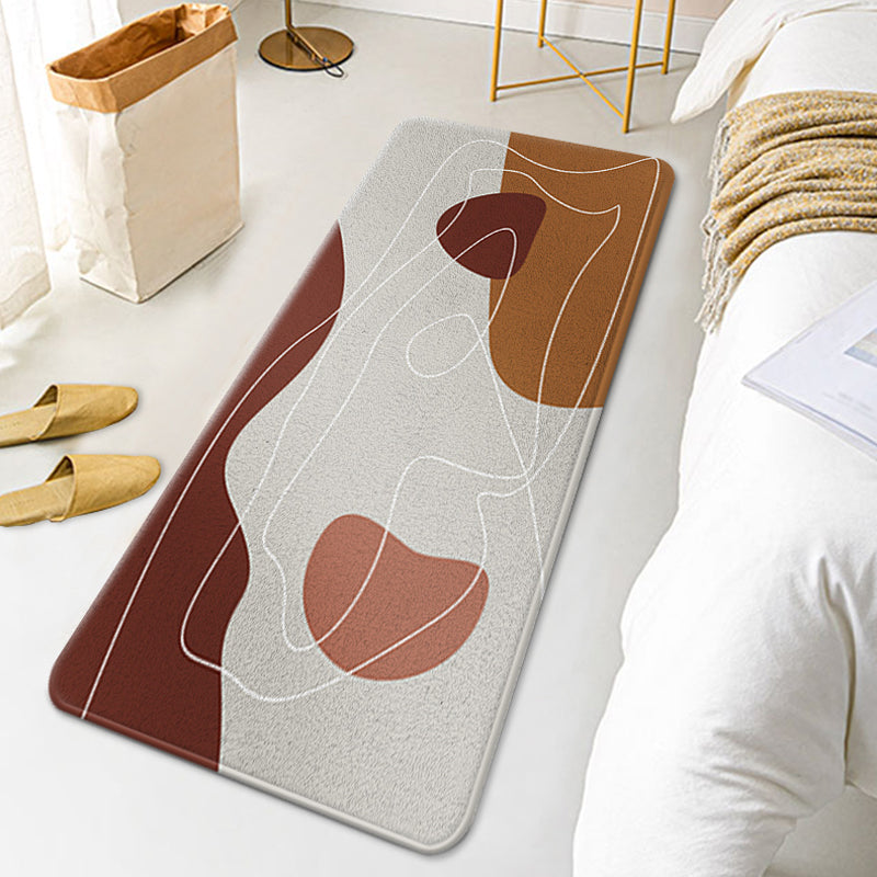 Lisslune | Casual Multi Colored Modernism Carpet Polyester Swirl Stripe Pattern Carpet Washable Pet Friendly Non-Slip Carpet for Bedroom