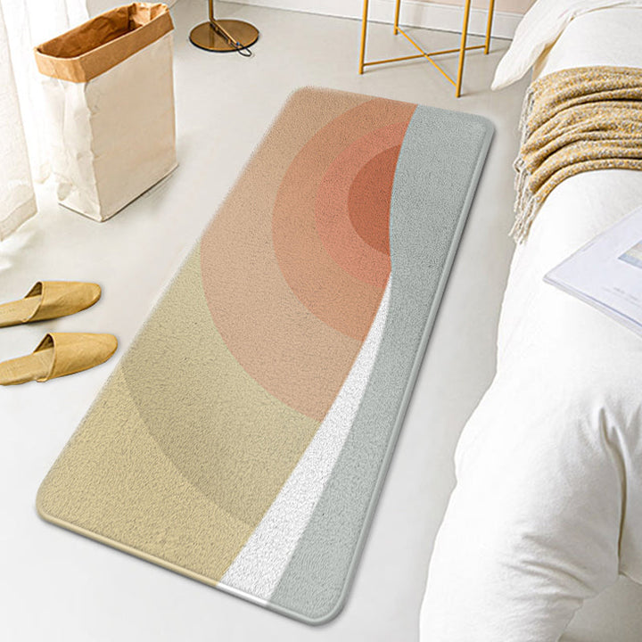 Lisslune | Casual Multi Colored Modernism Carpet Polyester Swirl Stripe Pattern Carpet Washable Pet Friendly Non-Slip Carpet for Bedroom