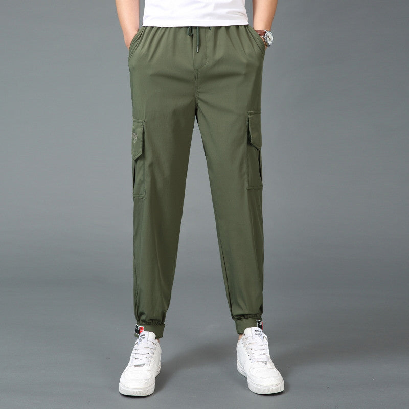 Men's cargo pants with elastic waistband and practical side pockets Lisslune