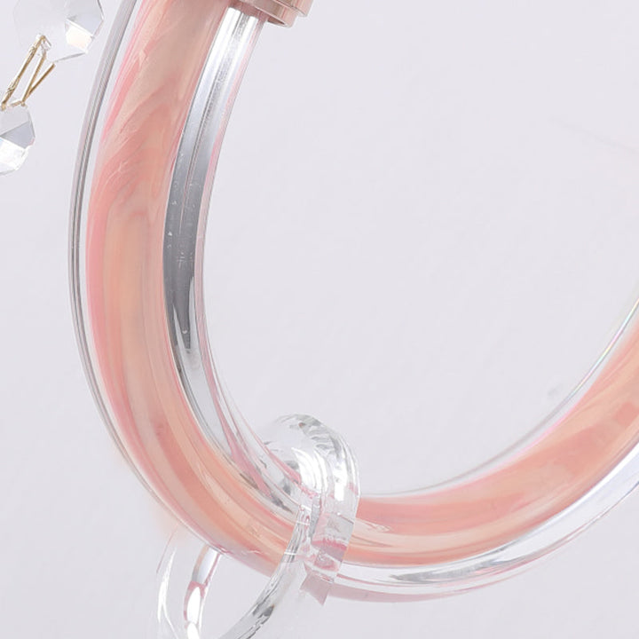Skørter | Pink Wall Lamp with Pearl Light with Clear Crystal Traditional Style Metal Wall Lamp for Bathroom