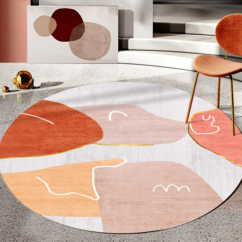 Lisslune | Indoor Round Rug Multicolor Polyester with Color Block Design Pet-Friendly Novelty Style Rug