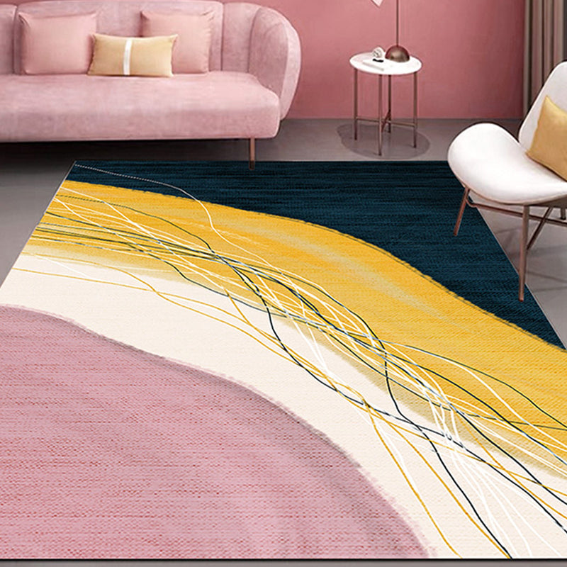 Lisslune | Novelty Style Colorful Area Rug with Color Block Design Pet Friendly Polyester Rugs for Room