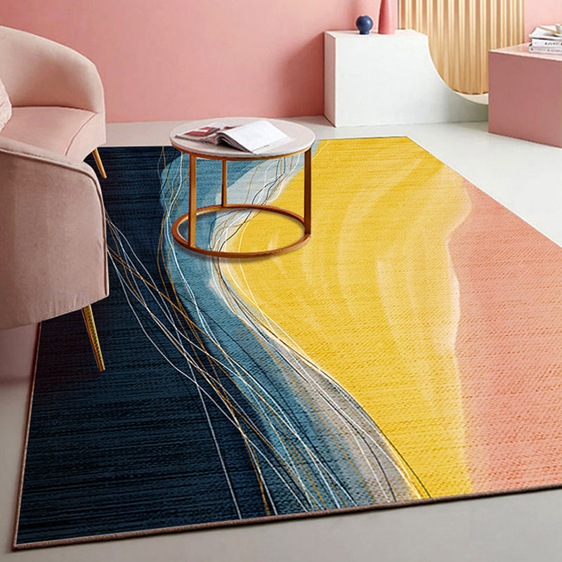 Lisslune | Novelty Style Colorful Area Rug with Color Block Design Pet Friendly Polyester Rugs for Room