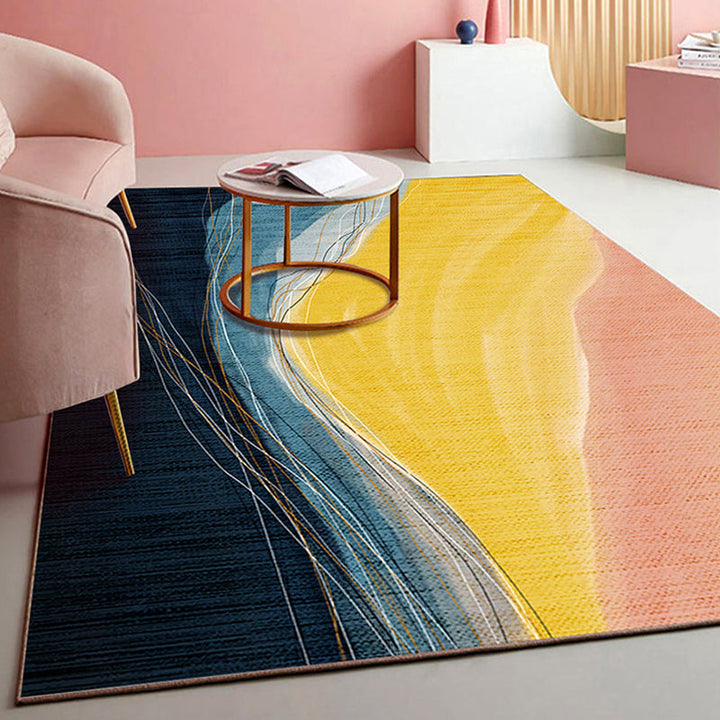 Lisslune | Novelty Style Colorful Area Rug with Color Block Design Pet Friendly Polyester Rugs for Room