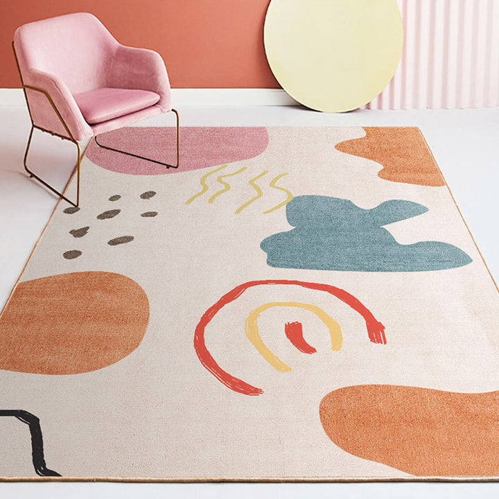 Lisslune | Color Block Design Novelty Style Colorful Area Rug Pet Friendly Polyester Rugs for Living Room