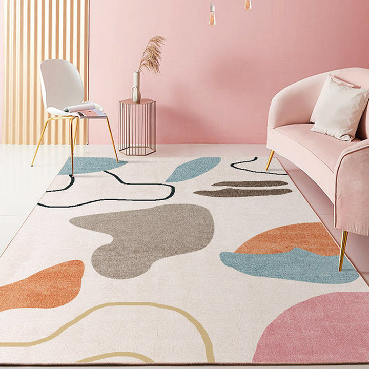 Lisslune | Color Block Design Novelty Style Colorful Area Rug Pet Friendly Polyester Rugs for Living Room
