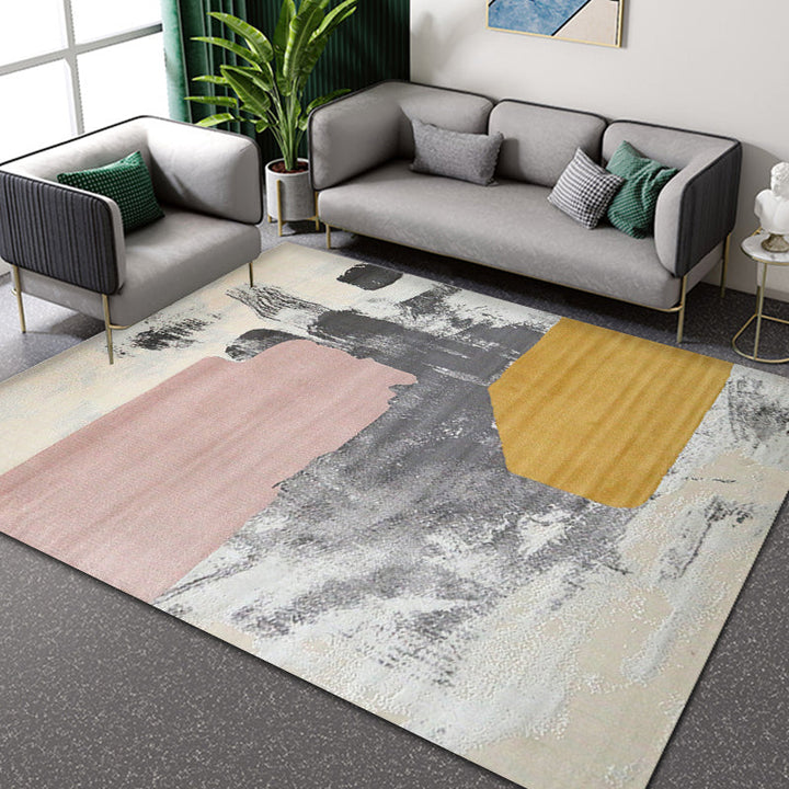 Lisslune | Industrial Style Rug with Colorful Cement Pattern for Indoor Pet-Friendly Polyester Area Rug