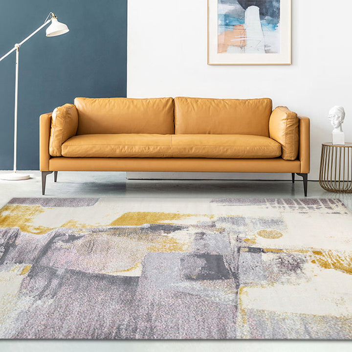 Lisslune | Industrial Style Rug with Colorful Cement Pattern for Indoor Pet-Friendly Polyester Area Rug