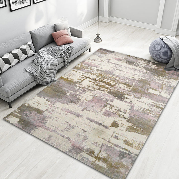 Lisslune | Industrial Style Rug with Colorful Cement Pattern for Indoor Pet-Friendly Polyester Area Rug