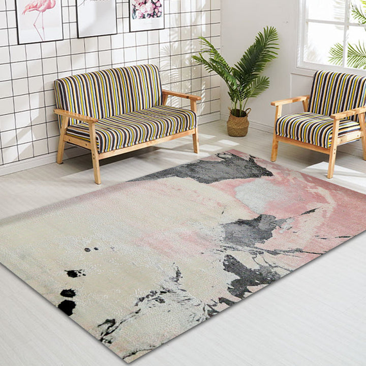 Lisslune | Industrial Style Rug with Colorful Cement Pattern for Indoor Pet-Friendly Polyester Area Rug