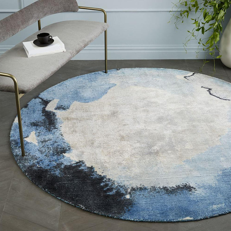 Lisslune | Circular Industrial Style Carpet with Multicolor Cement Pattern Pet Friendly Polyester Carpet for Room