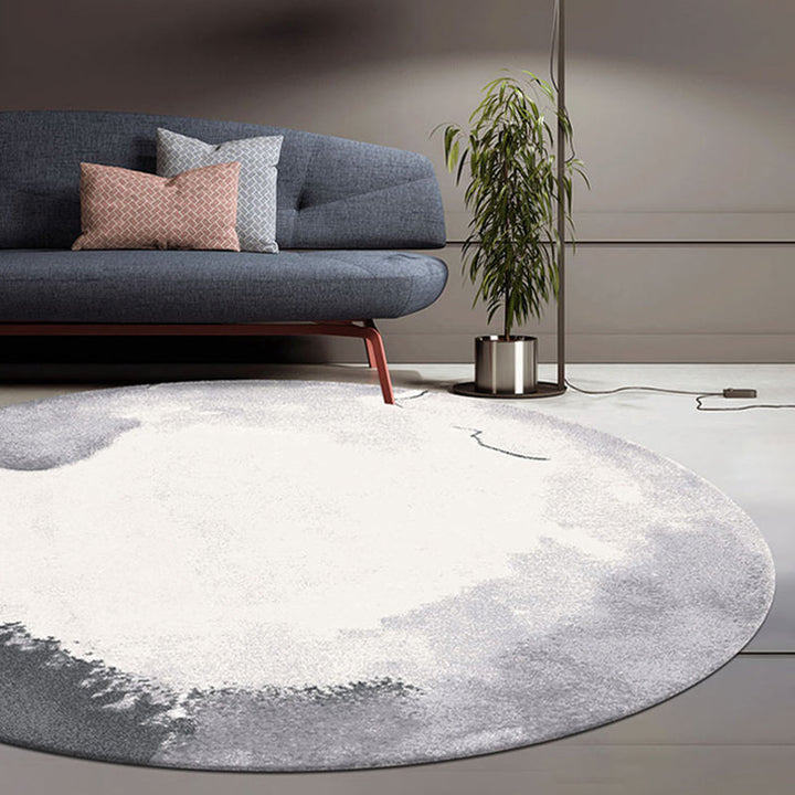 Lisslune | Circular Industrial Style Carpet with Multicolor Cement Pattern Pet Friendly Polyester Carpet for Room