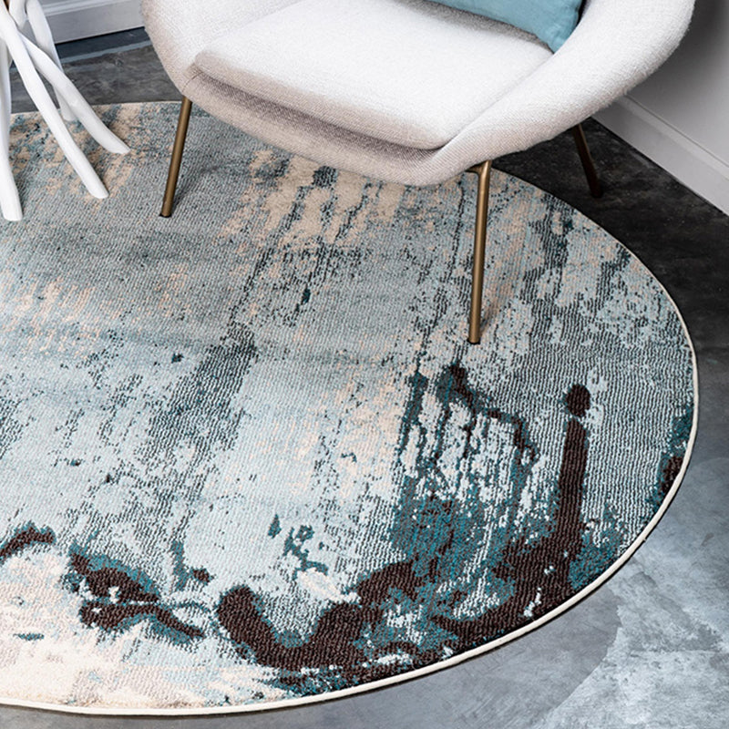 Lisslune | Circular Industrial Style Carpet with Multicolor Cement Pattern Pet Friendly Polyester Carpet for Room