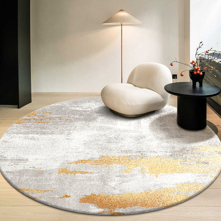 Lisslune | Multicolor Industrial Style Round Rug Polyester Rug for the Living Room with Cement Pattern Pet-Friendly Rugs