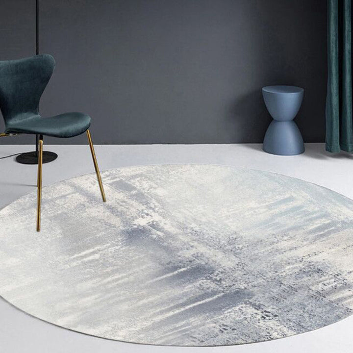 Lisslune | Multicolor Industrial Style Round Rug Polyester Rug for the Living Room with Cement Pattern Pet-Friendly Rugs