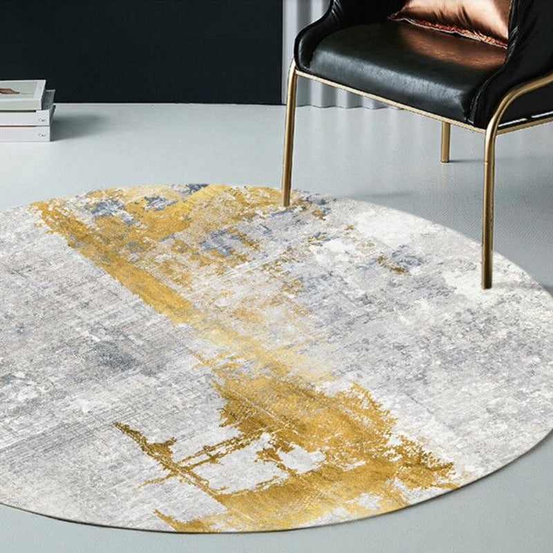 Lisslune | Multicolor Industrial Style Round Rug Polyester Rug for the Living Room with Cement Pattern Pet-Friendly Rugs