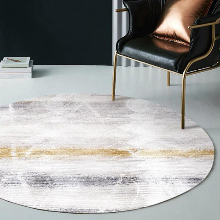 Lisslune | Multicolor Industrial Style Round Rug Polyester Rug for the Living Room with Cement Pattern Pet-Friendly Rugs