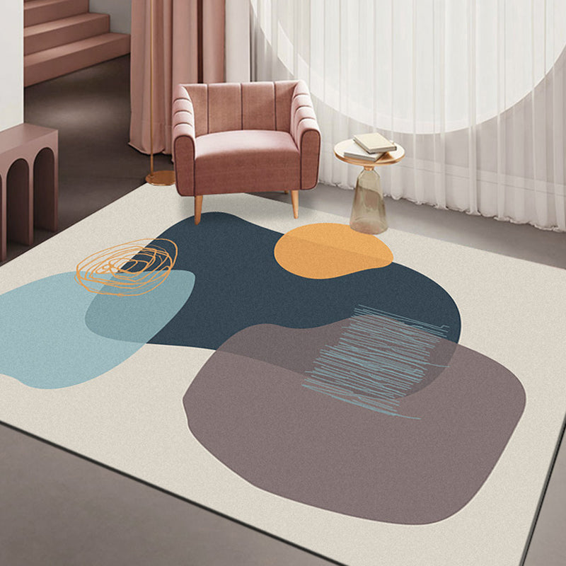 Lisslune | Minimalism Parlor Rug Multi-Color Color Block Indoor Rug Polyester Non-Slip Back Machine Washable Rug