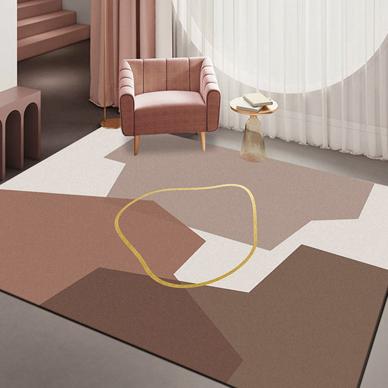 Lisslune | Minimalism Parlor Rug Multi-Color Color Block Indoor Rug Polyester Non-Slip Back Machine Washable Rug