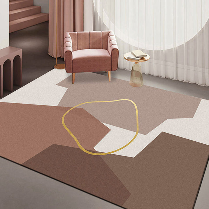 Lisslune | Minimalism Parlor Rug Multi-Color Color Block Indoor Rug Polyester Non-Slip Back Machine Washable Rug
