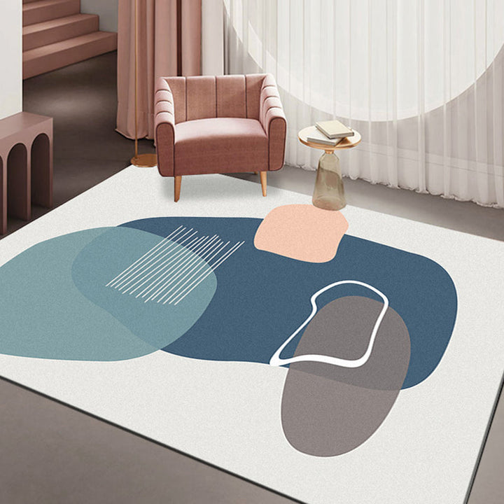 Lisslune | Minimalism Parlor Rug Multi-Color Color Block Indoor Rug Polyester Non-Slip Back Machine Washable Rug