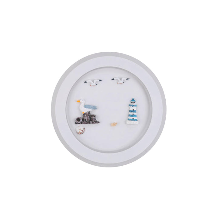 Skørter | Maritime Stylish Circle Wall Lamp with Sea Acrylic LED Wall Lamp in White for Children's Room