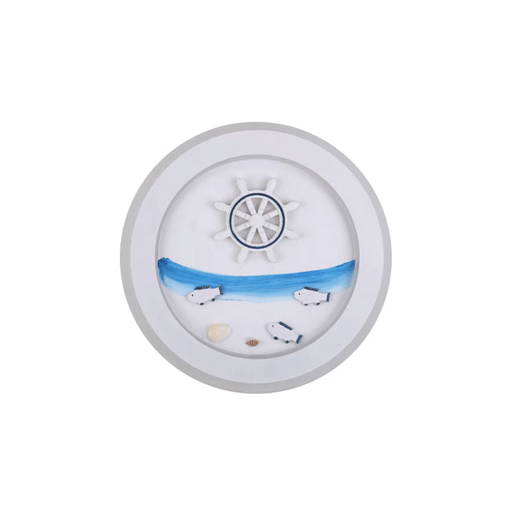 Skørter | Maritime Stylish Circle Wall Lamp with Sea Acrylic LED Wall Lamp in White for Children's Room