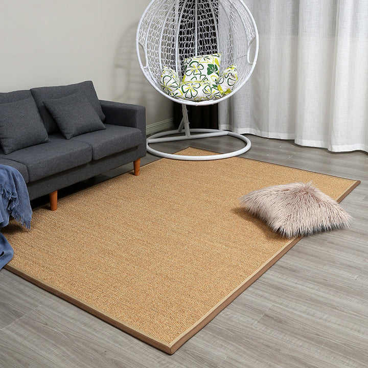 Lisslune | Brown Living Room Rug Rustic Simple Rug Jute Washable Non-Slip Backing Pet-Friendly Rug