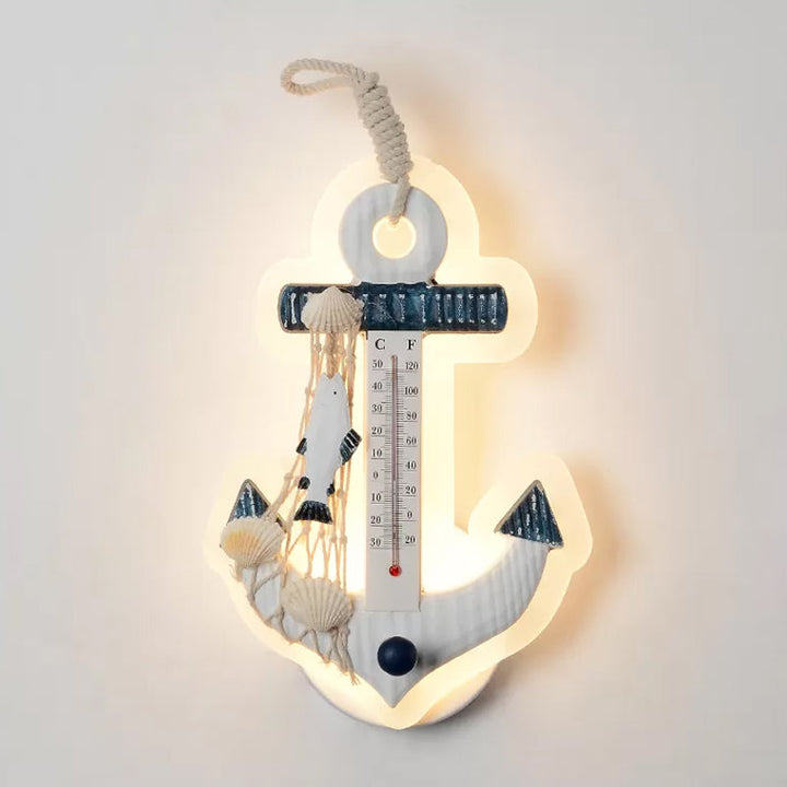 Skørter | Children Anchor Wall Mounted Light Resin LED Parlor Surface Wall Lamp with Fisherman's Net Deco in White