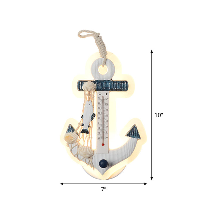 Skørter | Children Anchor Wall Mounted Light Resin LED Parlor Surface Wall Lamp with Fisherman's Net Deco in White