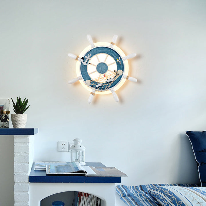 Skørter | Ruderharz Wall Lighting Ideas Coastal LED White/Blue Wall-Mounted Lamp with Round Acrylic Shade in Warm/White Light