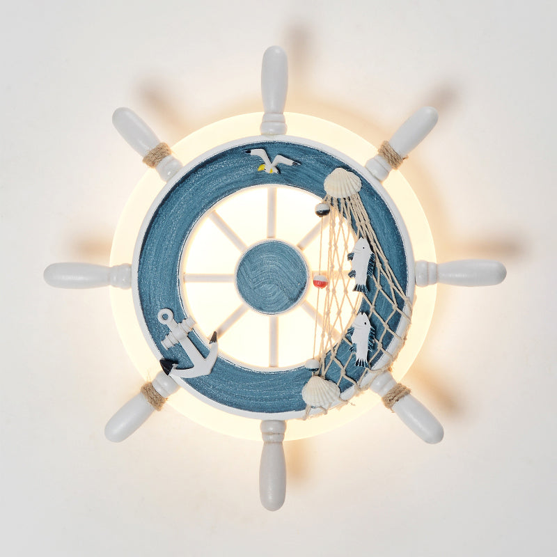 Skørter | Ruderharz Wall Lighting Ideas Coastal LED White/Blue Wall-Mounted Lamp with Round Acrylic Shade in Warm/White Light