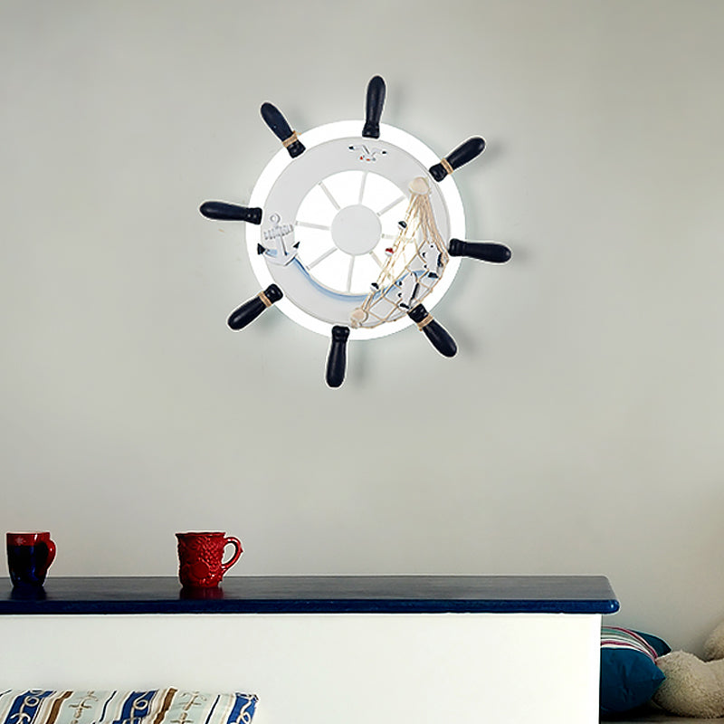 Skørter | Ruderharz Wall Lighting Ideas Coastal LED White/Blue Wall-Mounted Lamp with Round Acrylic Shade in Warm/White Light