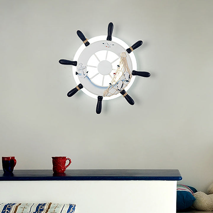 Skørter | Ruderharz Wall Lighting Ideas Coastal LED White/Blue Wall-Mounted Lamp with Round Acrylic Shade in Warm/White Light