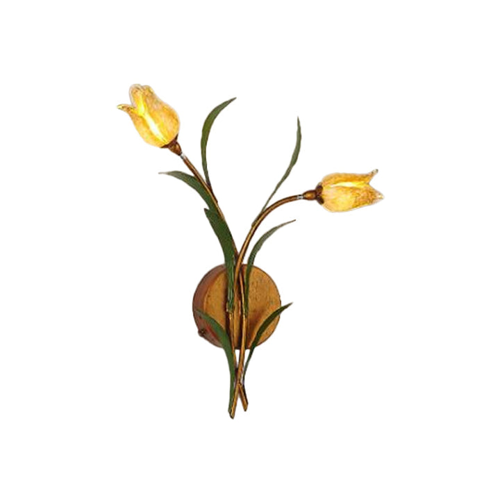 Skørter | Tulip Bouquet Bedroom Wall Lamp Vintage Beige Glass 2/3/5 Heads Antique Brass Wall Mounted Night Light