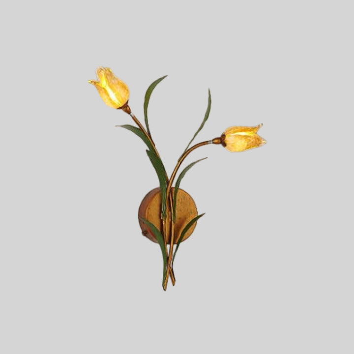 Skørter | Tulip Bouquet Bedroom Wall Lamp Vintage Beige Glass 2/3/5 Heads Antique Brass Wall Mounted Night Light