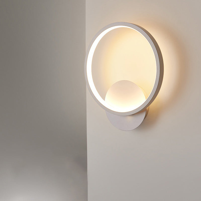 Lisslune | Round/Rectangular Nightstand Wall Lamp Aluminum Minimalist LED Wall Light in Black/White, 8"/10"/12.5" Diameter