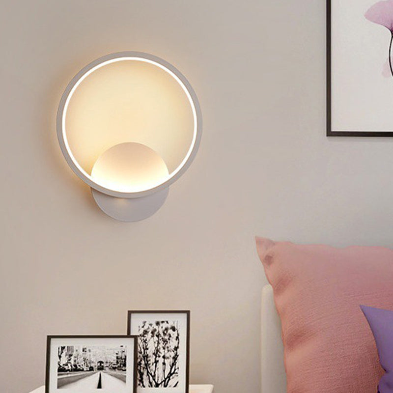 Lisslune | Round/Rectangular Nightstand Wall Lamp Aluminum Minimalist LED Wall Light in Black/White, 8"/10"/12.5" Diameter