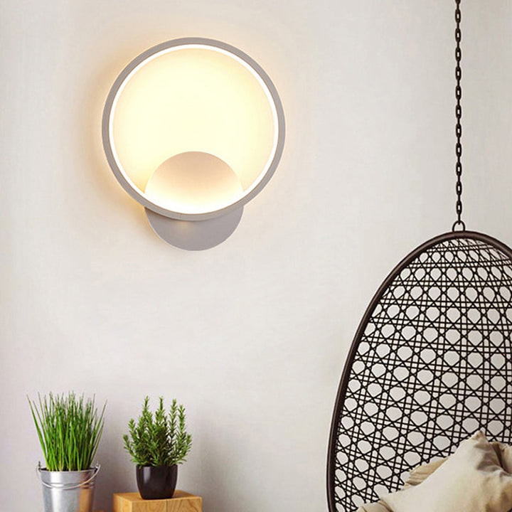 Lisslune | Round/Rectangular Nightstand Wall Lamp Aluminum Minimalist LED Wall Light in Black/White, 8"/10"/12.5" Diameter