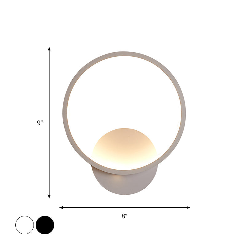 Lisslune | Round/Rectangular Nightstand Wall Lamp Aluminum Minimalist LED Wall Light in Black/White, 8"/10"/12.5" Diameter