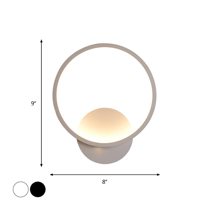 Lisslune | Round/Rectangular Nightstand Wall Lamp Aluminum Minimalist LED Wall Light in Black/White, 8"/10"/12.5" Diameter