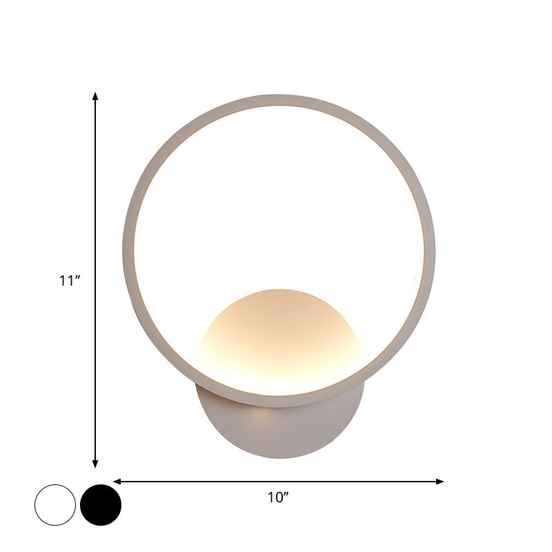 Lisslune | Round/Rectangular Nightstand Wall Lamp Aluminum Minimalist LED Wall Light in Black/White, 8"/10"/12.5" Diameter