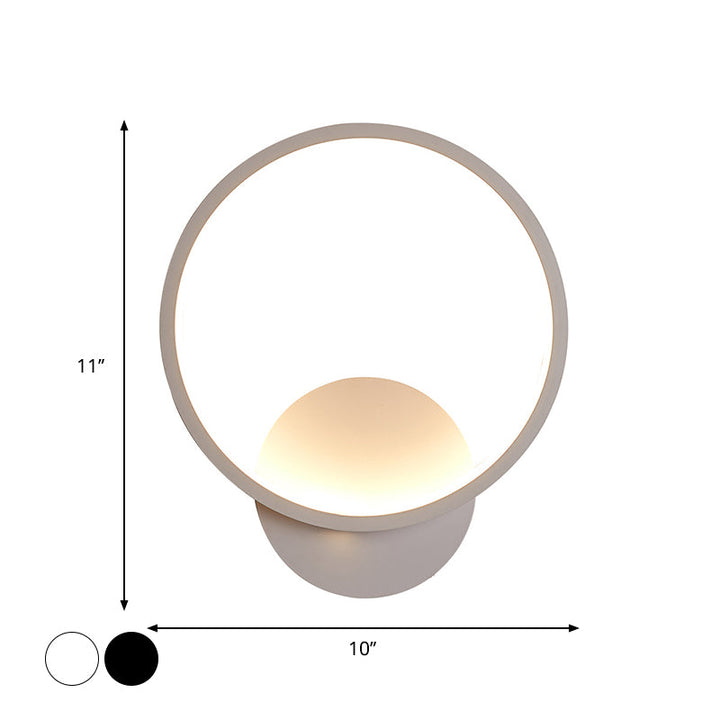 Lisslune | Round/Rectangular Nightstand Wall Lamp Aluminum Minimalist LED Wall Light in Black/White, 8"/10"/12.5" Diameter