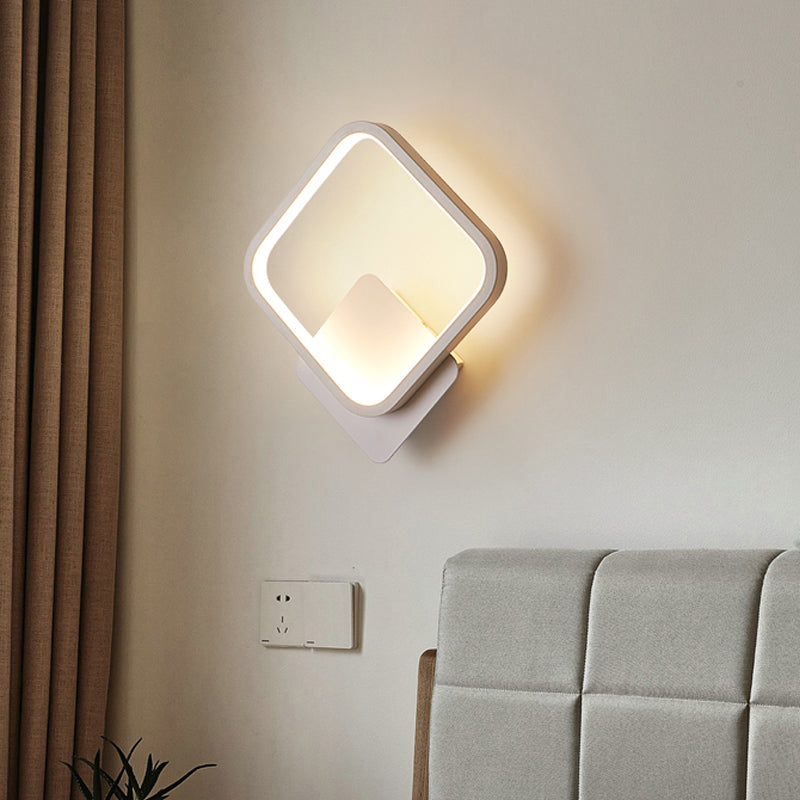 Lisslune | Round/Rectangular Nightstand Wall Lamp Aluminum Minimalist LED Wall Light in Black/White, 8"/10"/12.5" Diameter