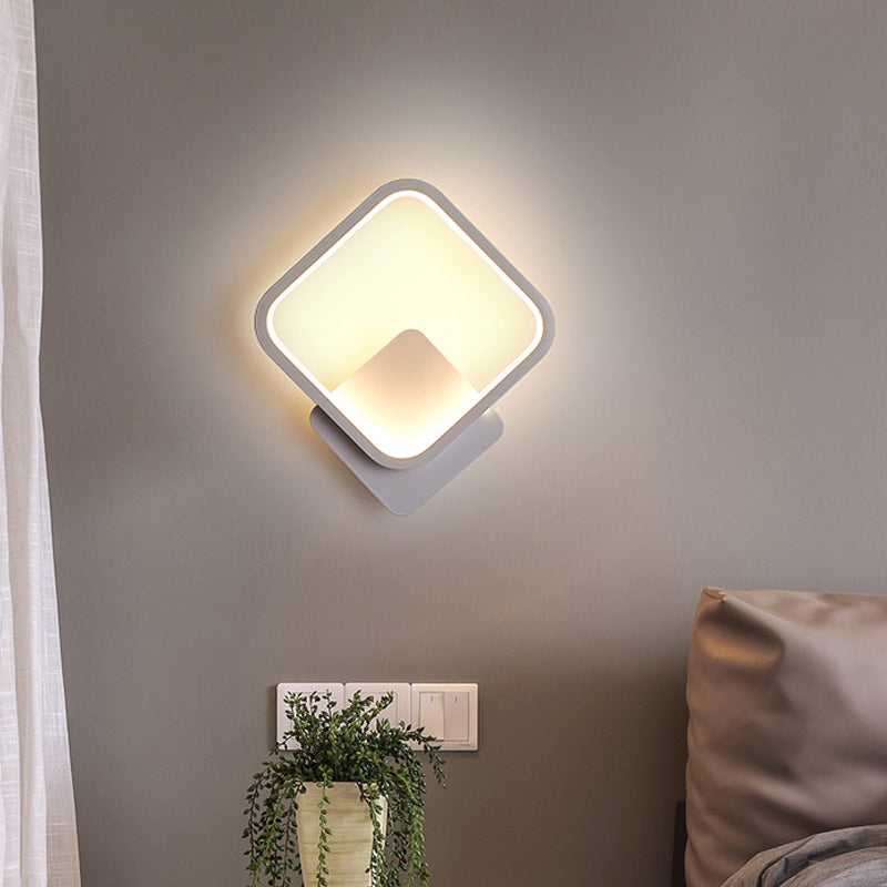 Lisslune | Round/Rectangular Nightstand Wall Lamp Aluminum Minimalist LED Wall Light in Black/White, 8"/10"/12.5" Diameter
