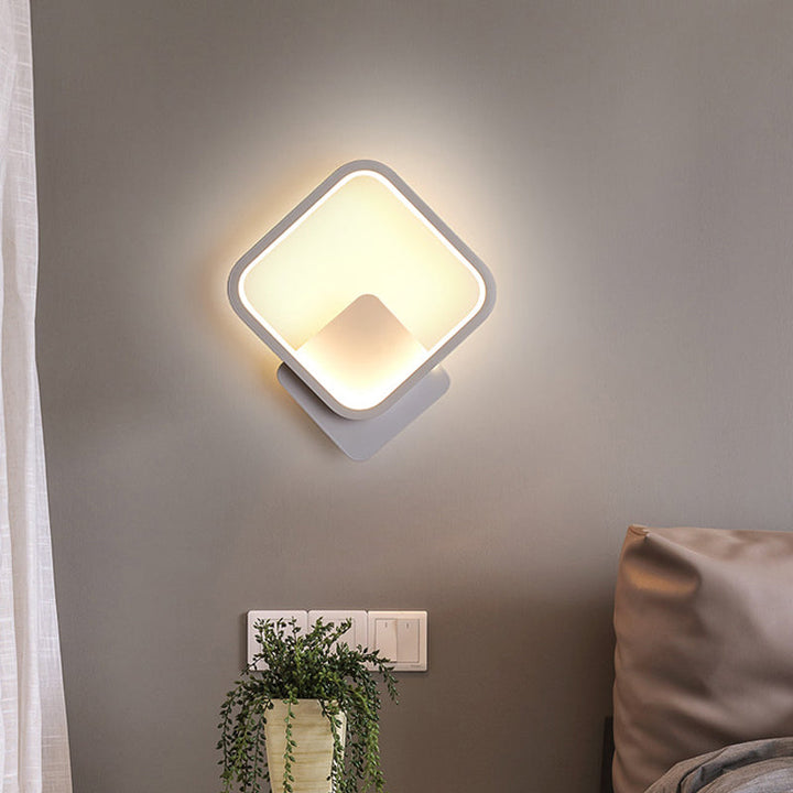 Lisslune | Round/Rectangular Nightstand Wall Lamp Aluminum Minimalist LED Wall Light in Black/White, 8"/10"/12.5" Diameter