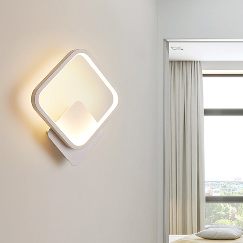 Lisslune | Round/Rectangular Nightstand Wall Lamp Aluminum Minimalist LED Wall Light in Black/White, 8"/10"/12.5" Diameter